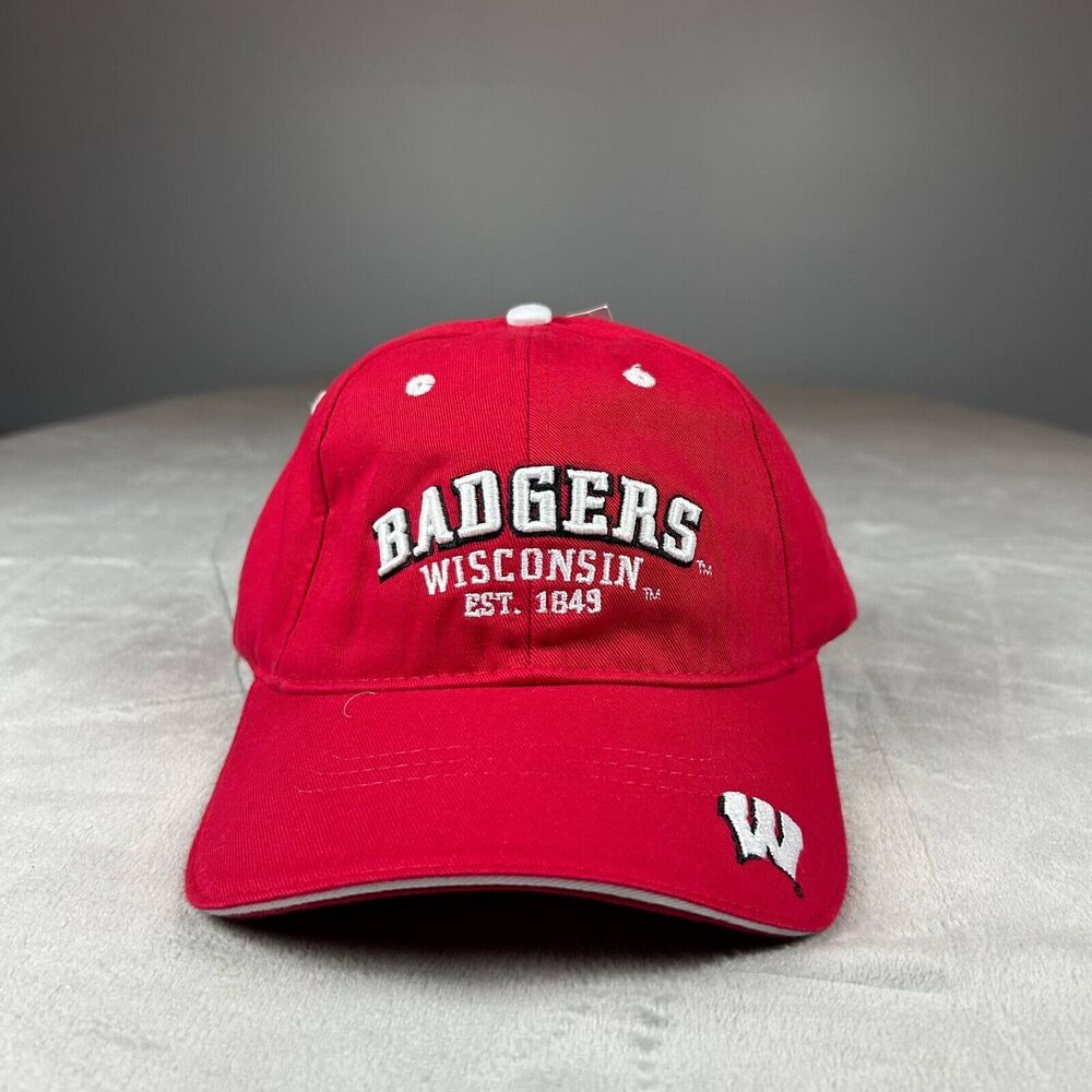 Collegiate Wisconsin Badgers EST. 1849 Hat Cap One Size Red Adjustable